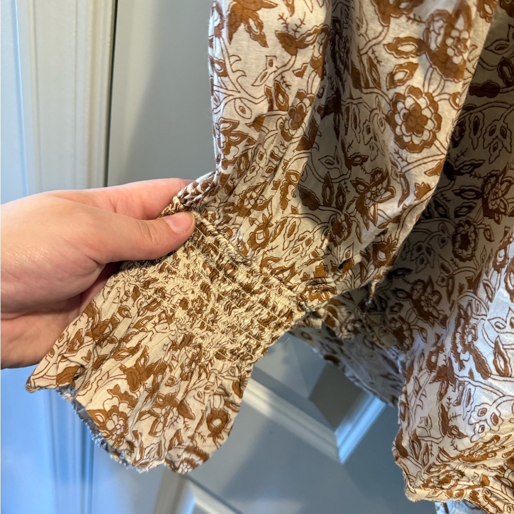 Cleobella Brown and Cream Floral Blouse - Picture 3 of 6